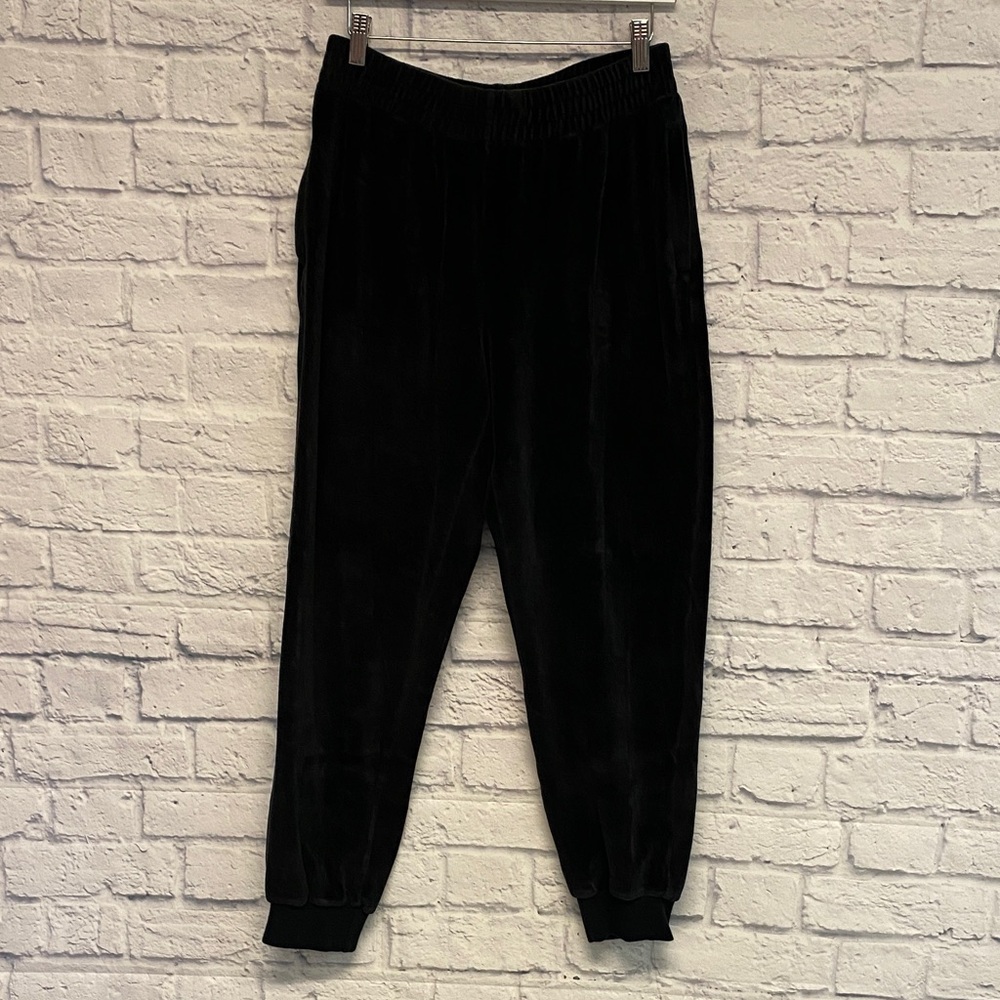 TNA Black Velvet Joggers with Elastic Waist Size M